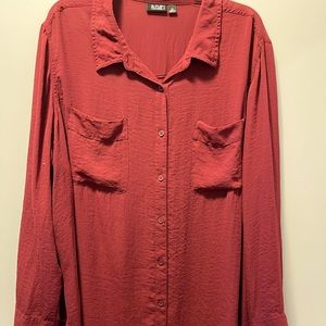 Maroon button down blouse 2X